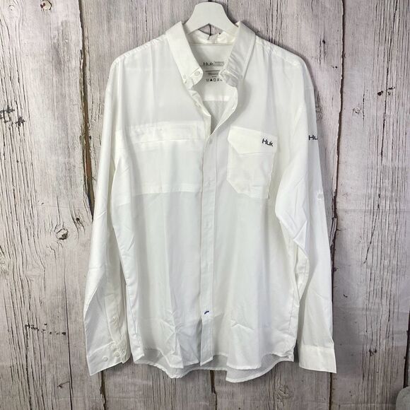 HUK Men's Tide Performance Button Down White Large NWOT D - Picture 2 of 10